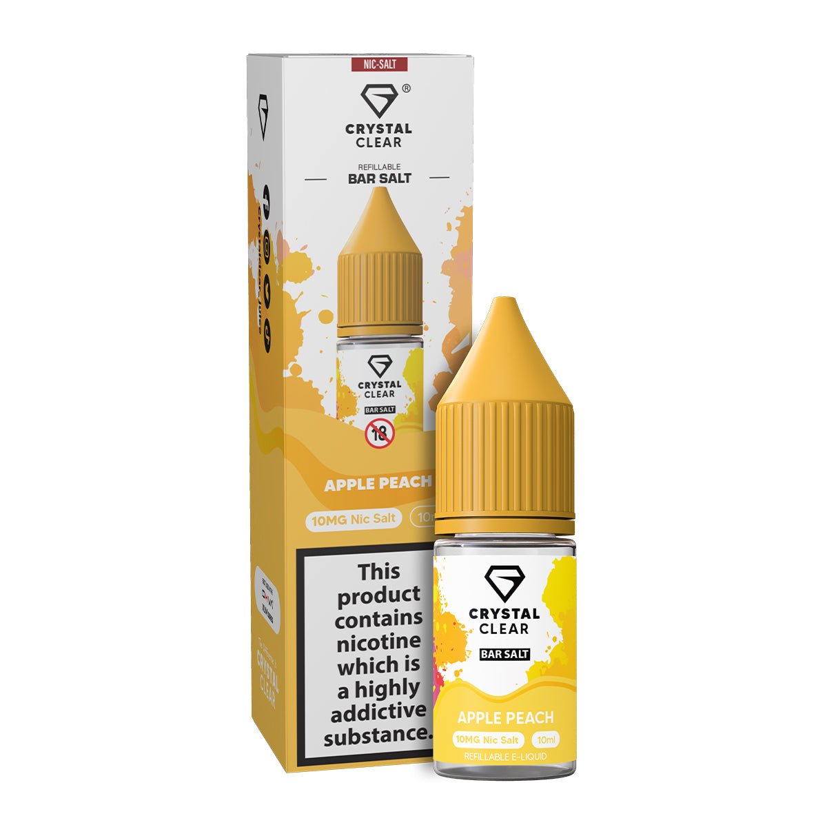 Apple Peach 10ml Nic Salt E - liquid By Crystal Clear - Prime Vapes UK