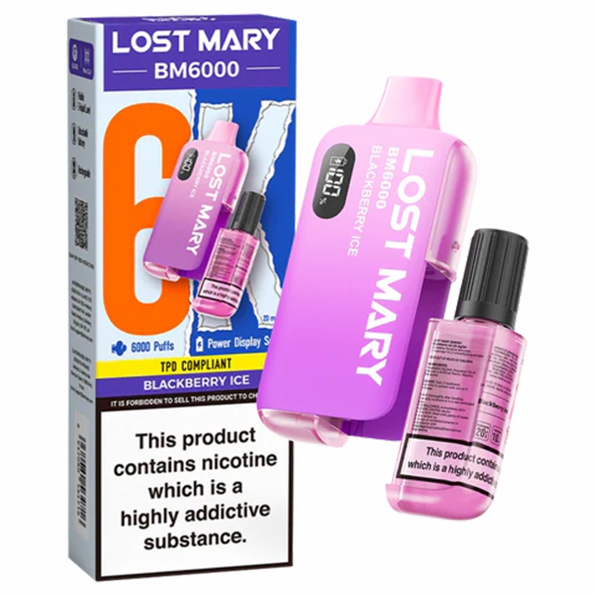 Blackberry Ice Disposable Vape by Lost Mary BM6000 - Prime Vapes UK