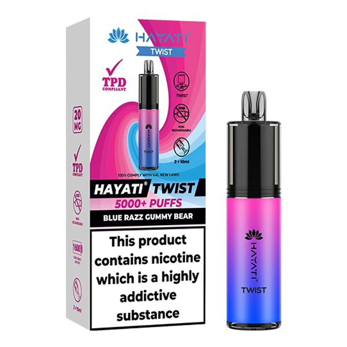 Blue Razz Gummy Bear Disposable Vape By Hayati Twist 5000 - Prime Vapes UK