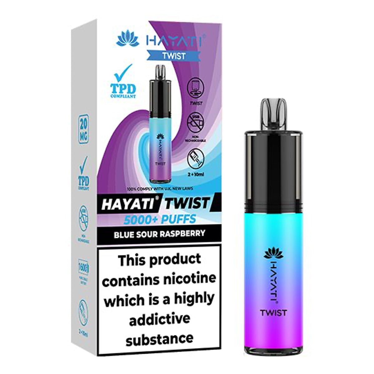 Blue Sour Raspberry Disposable Vape By Hayati Twist 5000 - Prime Vapes UK