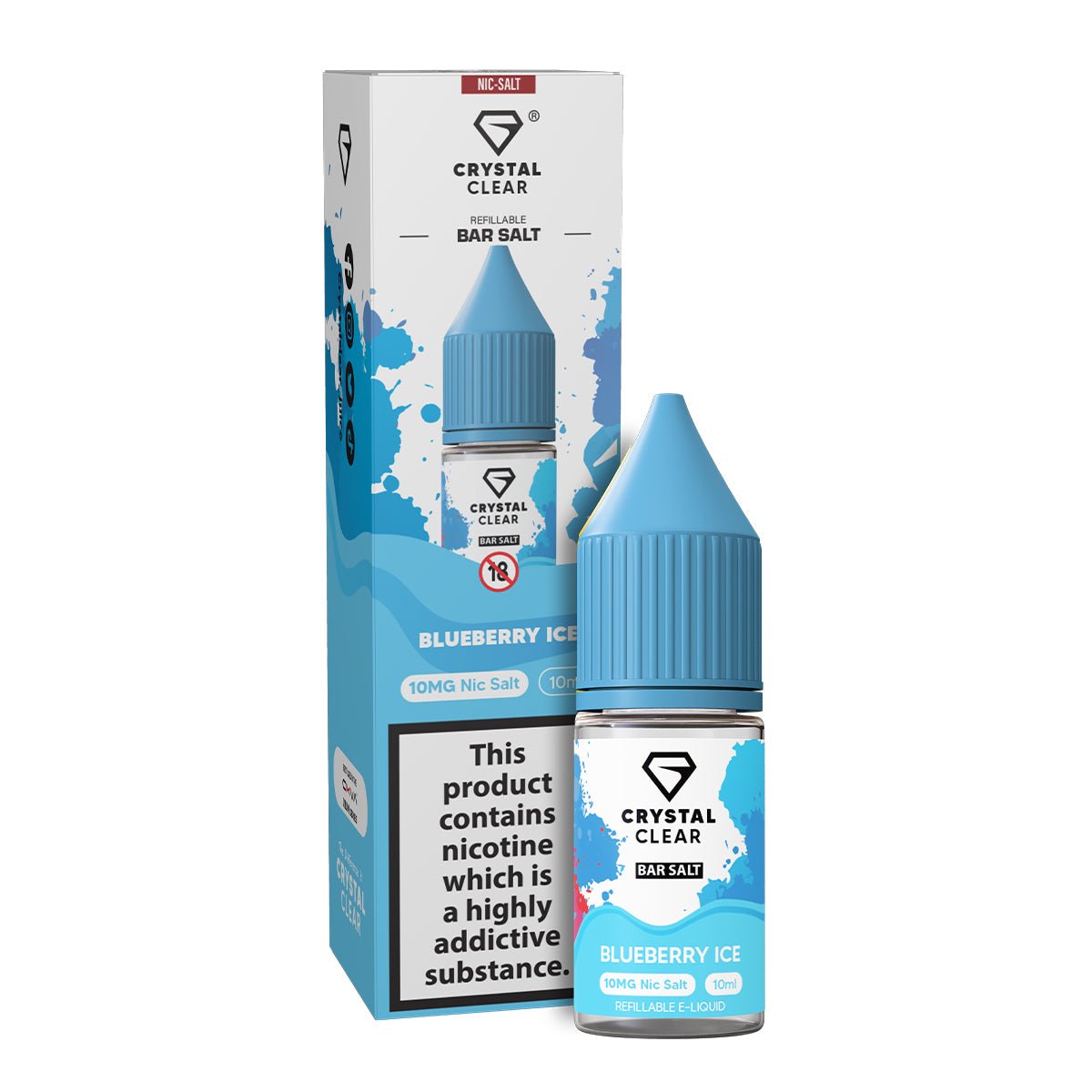 Blueberry Ice 10ml Nic Salt E - liquid By Crystal Clear - Prime Vapes UK