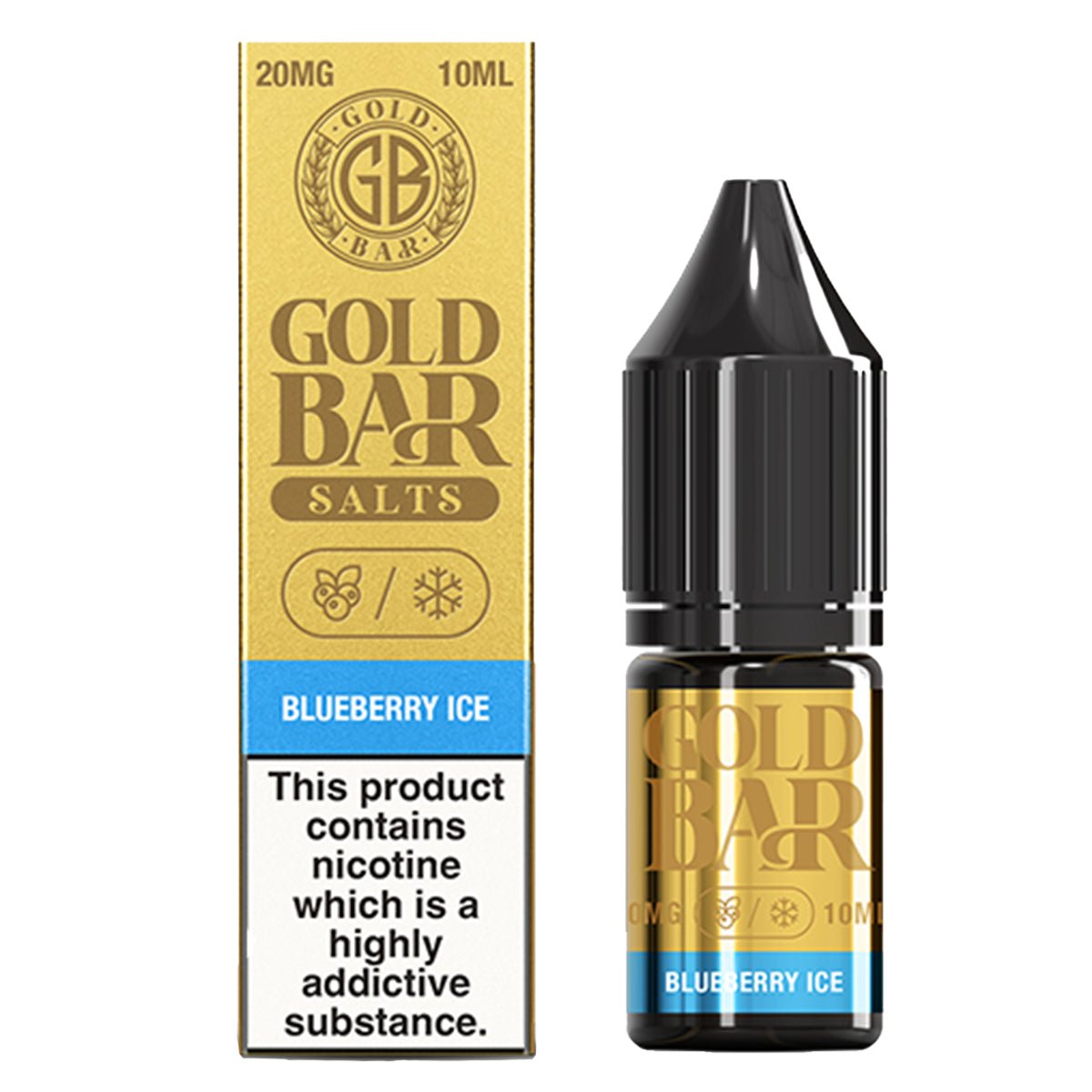 Blueberry Ice 10ml Nic Salt E-liquid By Gold Bar Salts - Prime Vapes UK