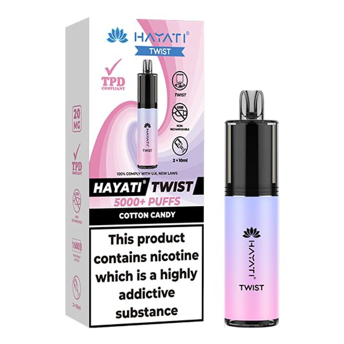 Cotton Candy Disposable Vape By Hayati Twist 5000 - Prime Vapes UK