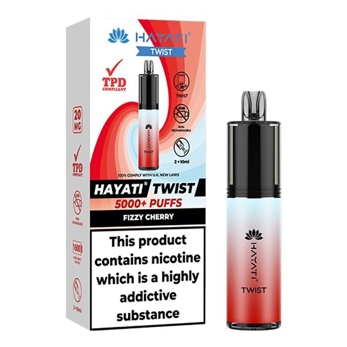 Fizzy Cherry Disposable Vape By Hayati Twist 5000 - Prime Vapes UK