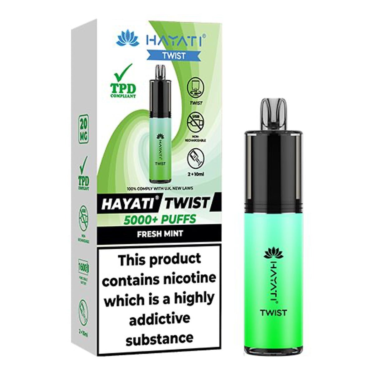 Fresh Mint Disposable Vape By Hayati Twist 5000 - Prime Vapes UK