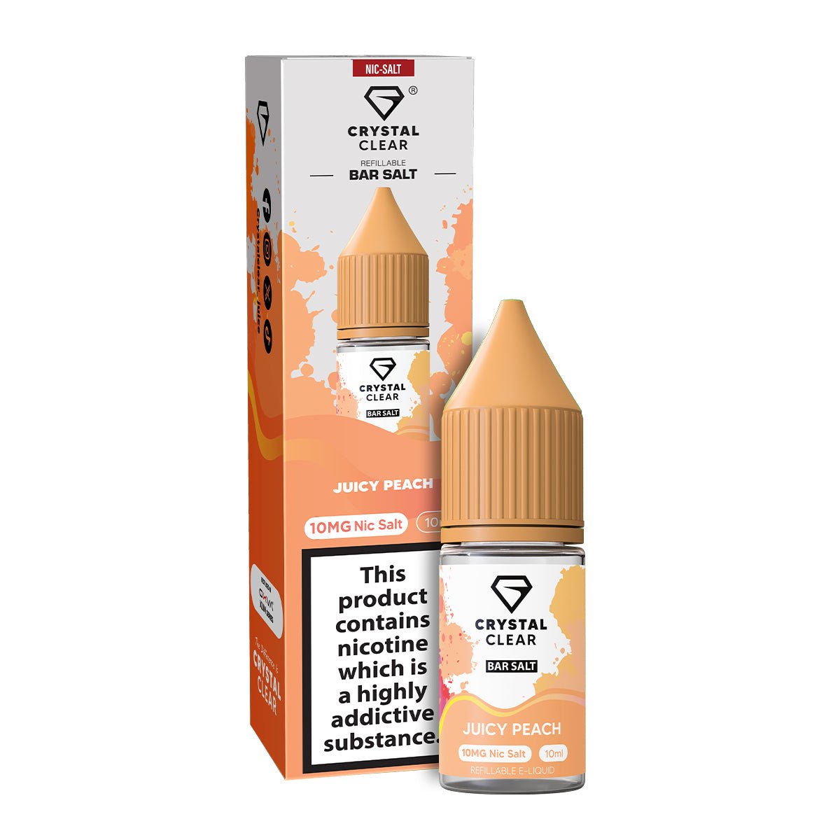 Juicy Peach 10ml Nic Salt E - liquid By Crystal Clear - Prime Vapes UK