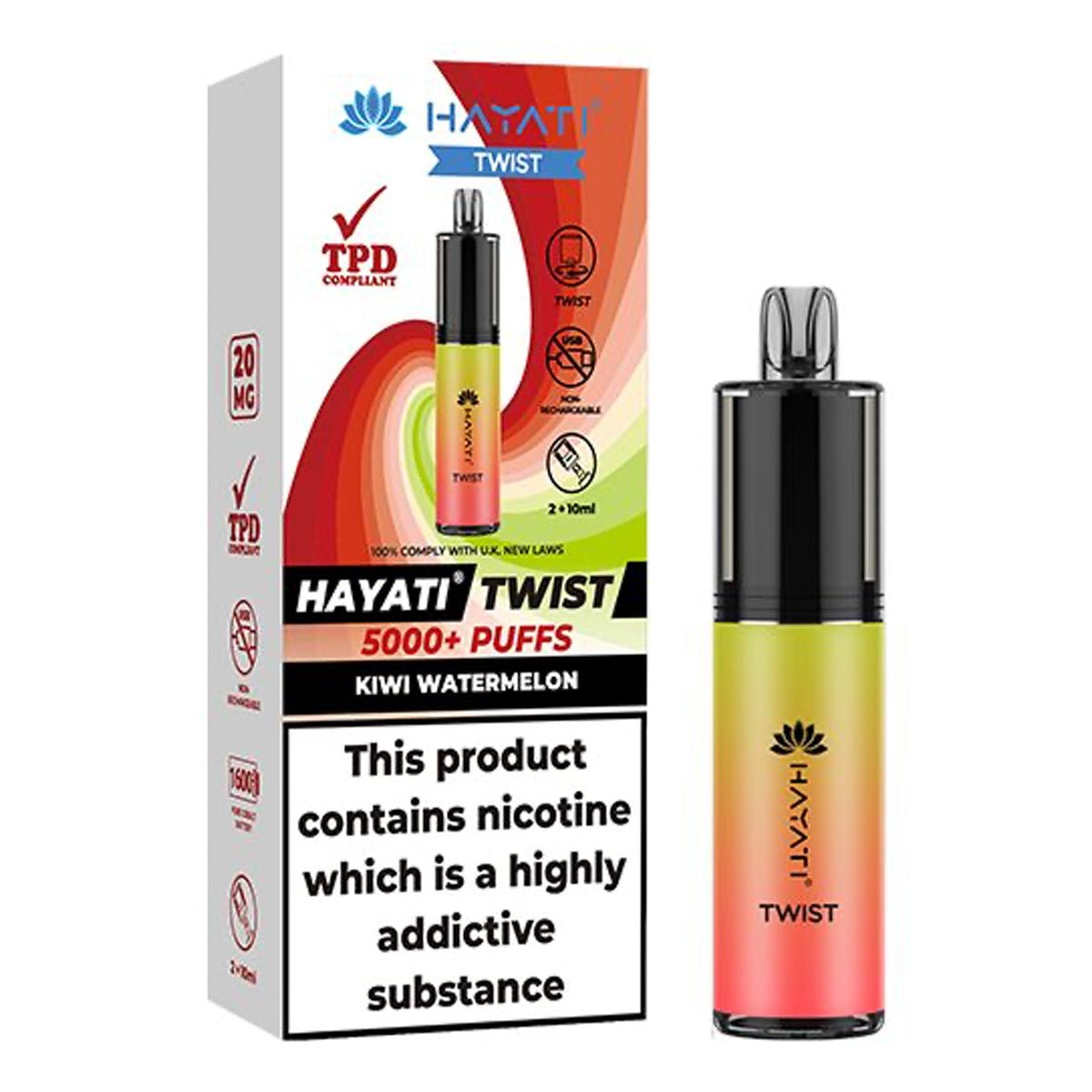 Kiwi Watermelon Disposable Vape By Hayati Twist 5000 - Prime Vapes UK