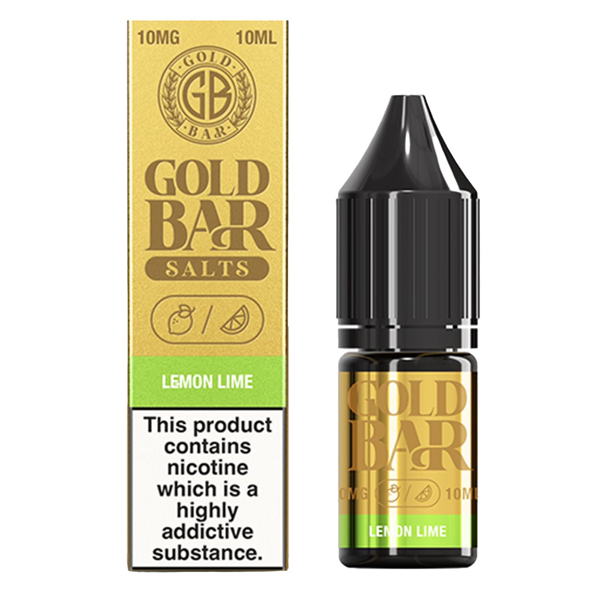 Lemon Lime 10ml Nic Salt E-liquid By Gold Bar Salts - Prime Vapes UK