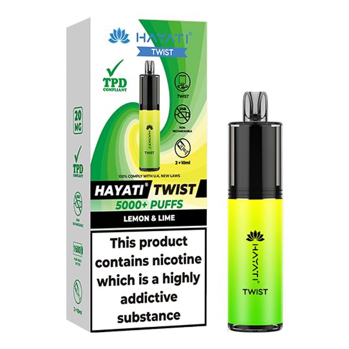 Lemon Lime Disposable Vape By Hayati Twist 5000 - Prime Vapes UK