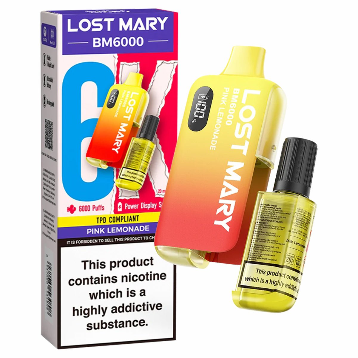 Pink Lemonade Disposable Vape by Lost Mary BM6000 - Prime Vapes UK