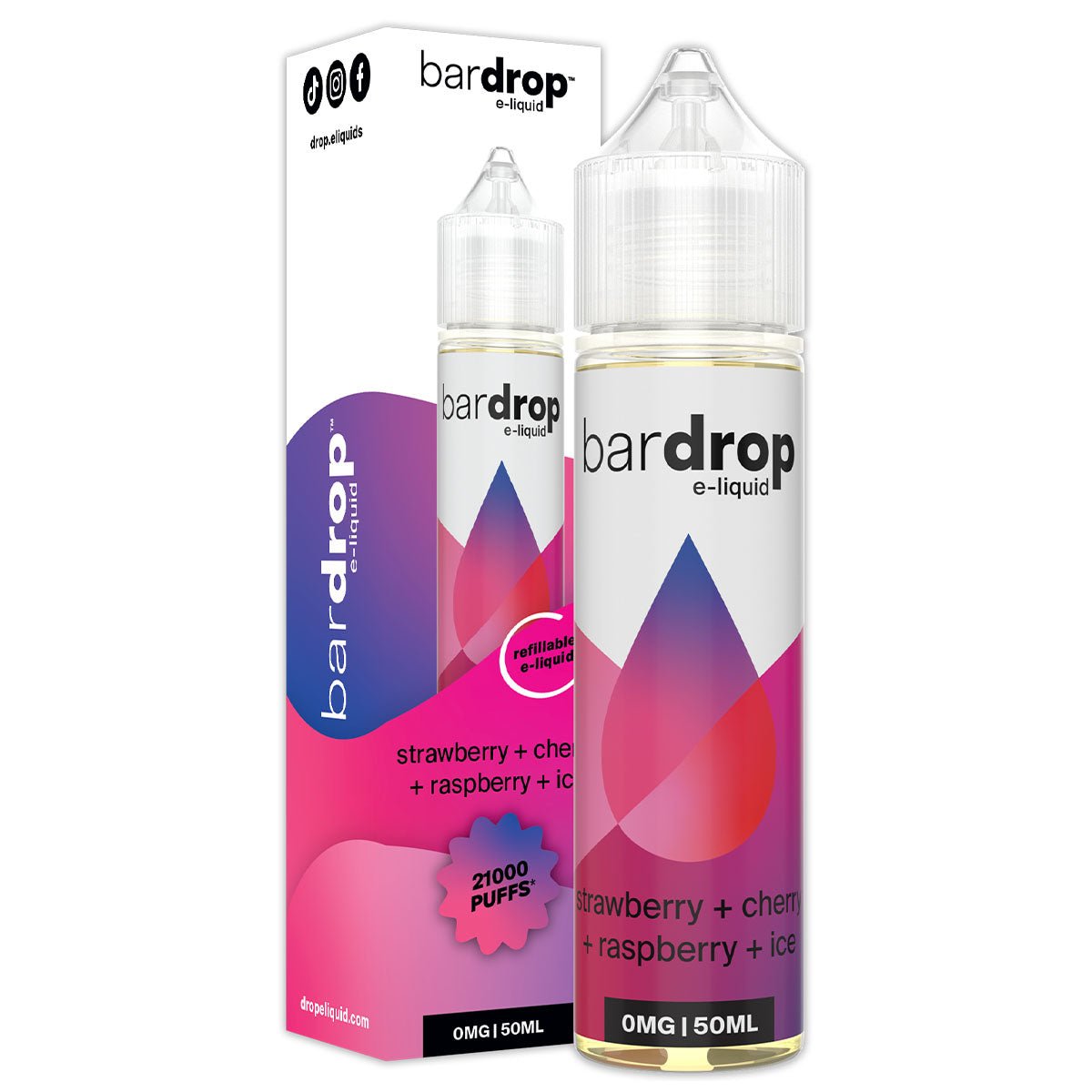 Strawberry Cherry Raspberry Ice 50ml Shortfill By Bar Drop Shortfills - Prime Vapes UK