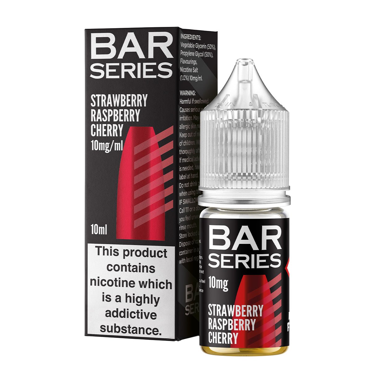 Strawberry Raspberry Cherry 10ml Nic Salt By Bar Series - Prime Vapes UK