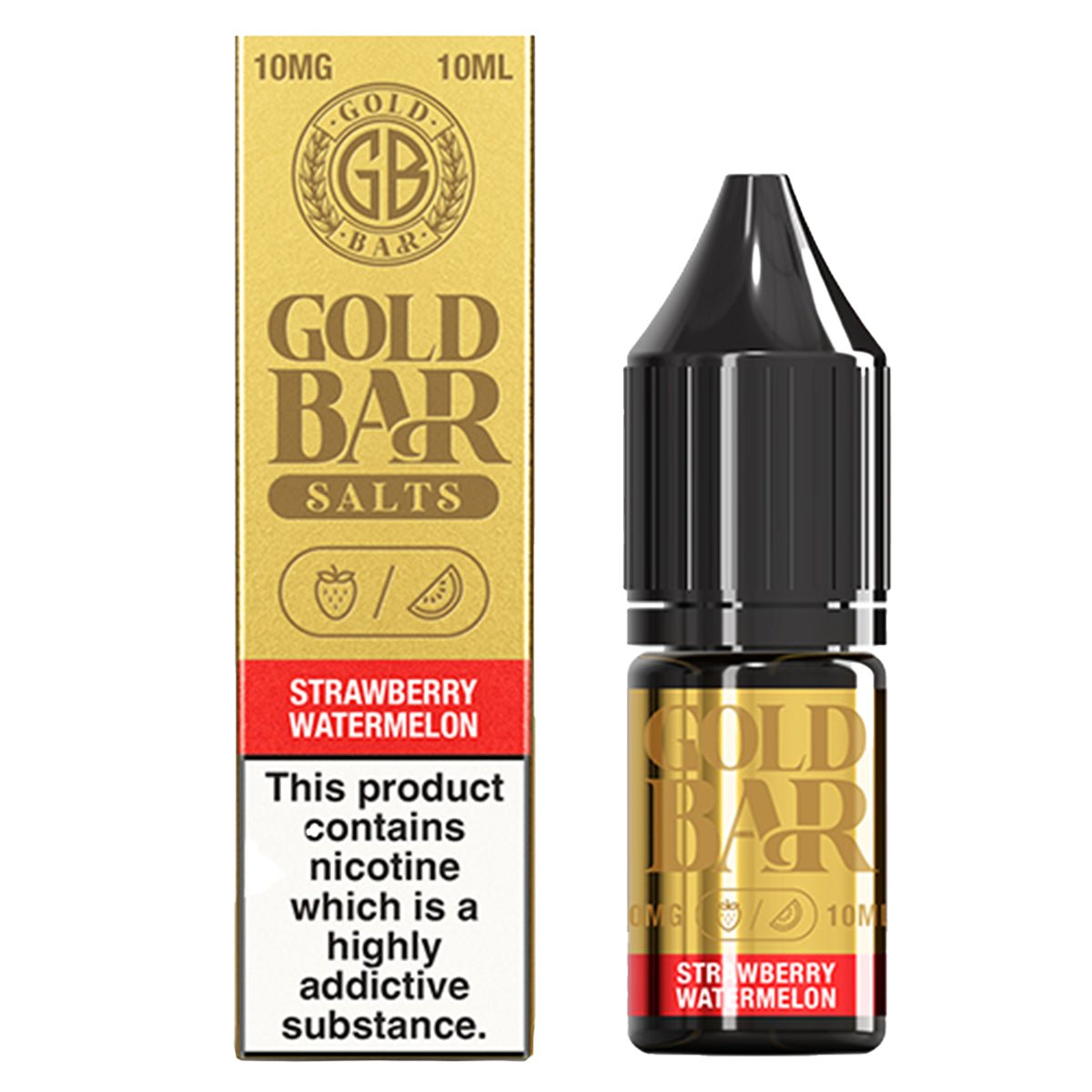 Strawberry Watermelon 10ml Nic Salt E-liquid By Gold Bar Salts - Prime Vapes UK