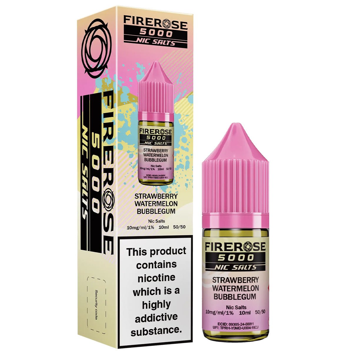 Strawberry Watermelon Bubblegum 10ml Nic Salt E - liquid By Elux Firerose 5000 - Prime Vapes UK