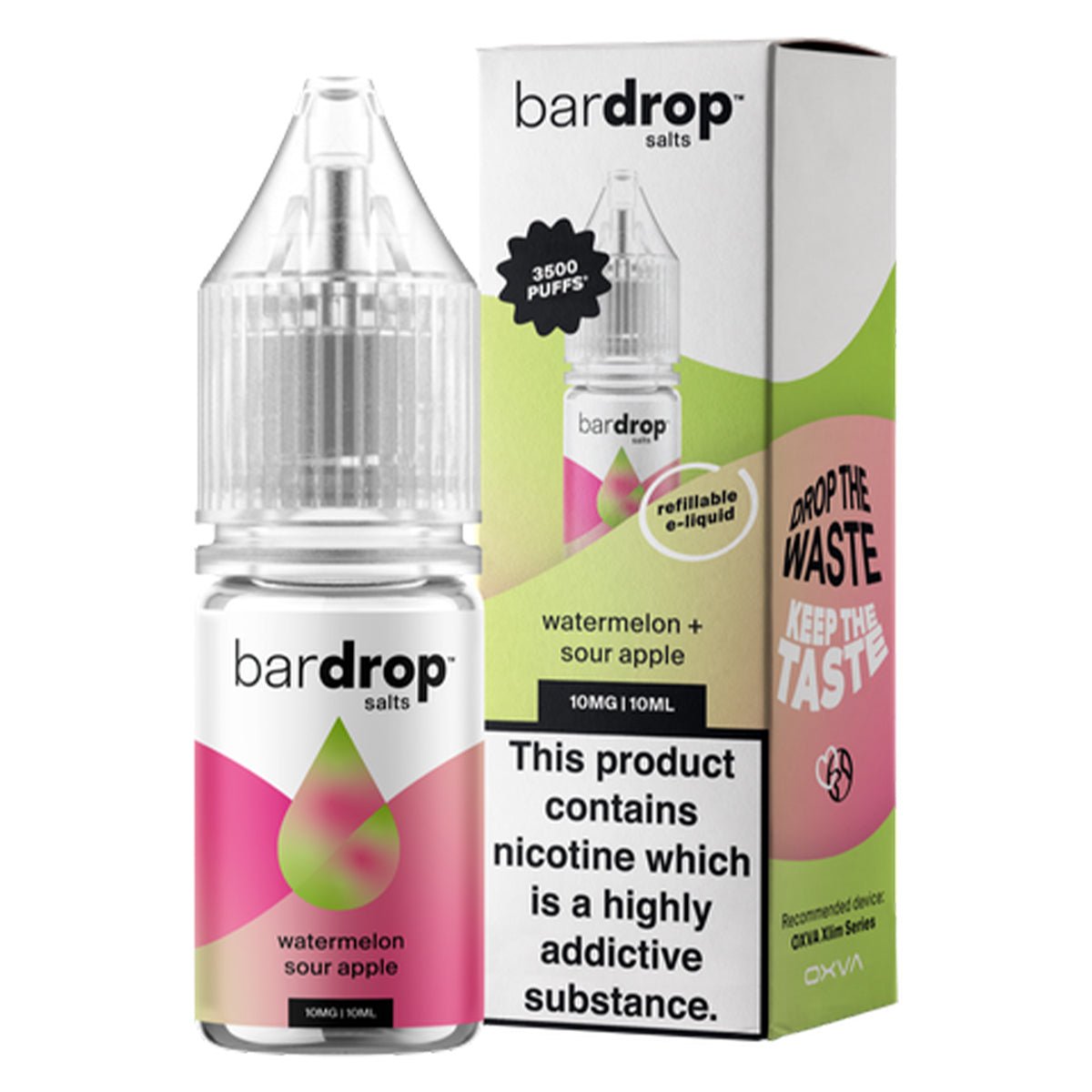 Watermelon Sour Apple 10ml Nic Salt By Bar Drop Salts - Prime Vapes UK