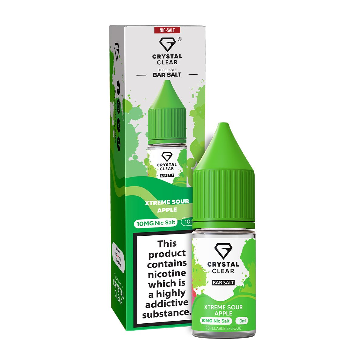 Xtreme Sour Apple 10ml Nic Salt E - liquid By Crystal Clear - Prime Vapes UK